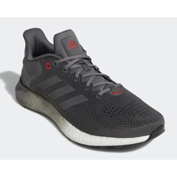 Adidas Pure Boost Grey Vivid Red Ultra Running Shoe Mens 11.5 New Fast Ship - Picture 10 of 14